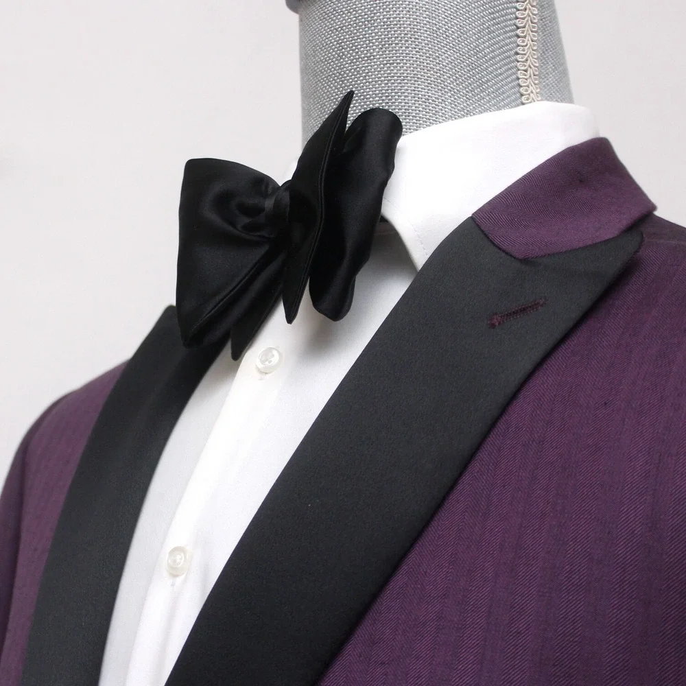 CAMELLUCCI Men's‎ Self-tied Big Butterfly Bow Tie Black Charmeuse 100%silk